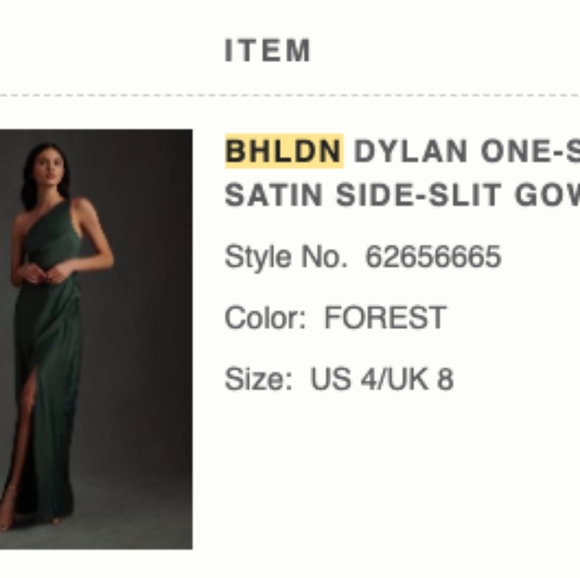 BHLDN Dylan Forest Green Dress Size 4 - Picture 3 of 6